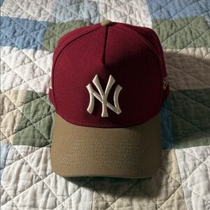 Red and Tan Baseball Cap